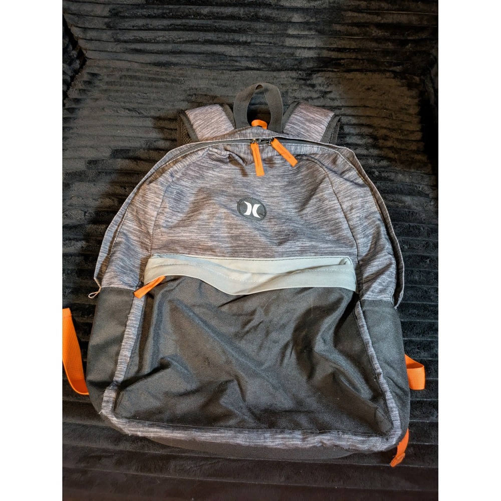 Hurley Gray Space Dye Backpack Orange Straps 9A7109-K08 121 Everyday School Bag